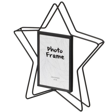 FABULAXE Modern Star Shape Black Metal Decor Photo Frame for Tabletop Display, 4 x 6 QI004498.BK.L